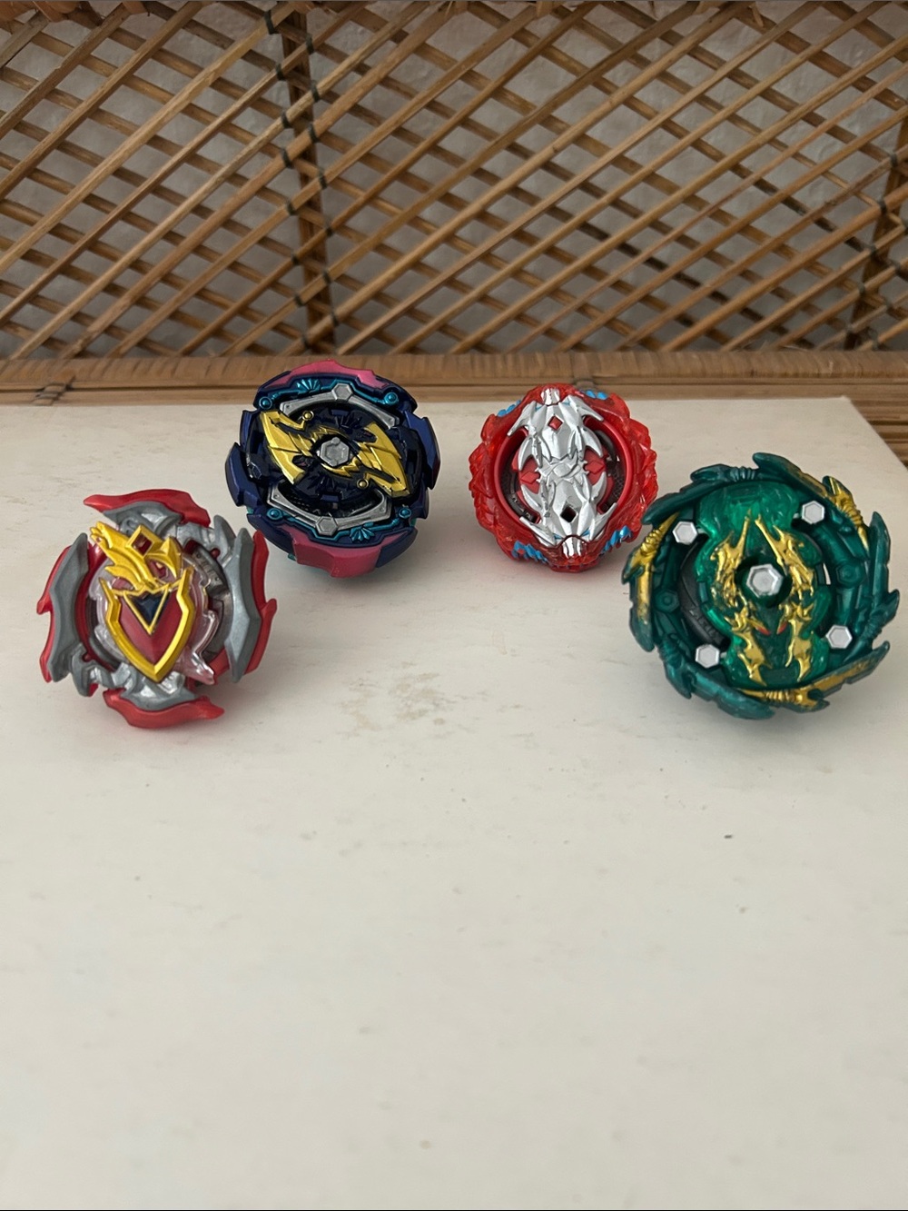 Beyblade Burst Kids Toy Set Lot of 4 with Blue Launcher and White Ripcord